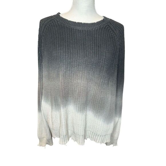 ZADIG & VOLTAIRE KARY COW Ombre Distressed Cotton Wool Pullover Sweater SZ M - Picture 1 of 6